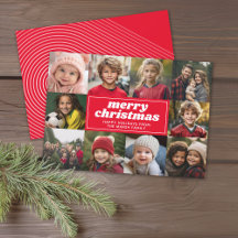 10 Fotocollage - Merry Christmas Red Line Art