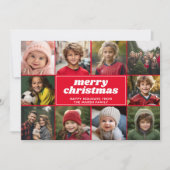 10 Fotocollage - Merry Christmas Red Line Art Feestdagenkaart (Voorkant)
