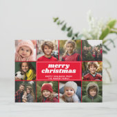 10 Fotocollage - Merry Christmas Red Line Art Feestdagenkaart (Staand voorkant)