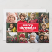 10 Fotocollage - Merry Christmas Red Line Art Feestdagenkaart (Voorkant)