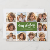 10 Fotocollage - Merry Christmas Retro Stripes Feestdagenkaart (Voorkant)