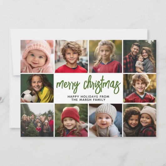 10 Fotocollage - Merry Christmas Retro Stripes Feestdagenkaart (Voorkant)