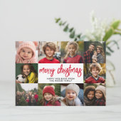 10 Fotocollage - Merry Christmas Retro Stripes Feestdagenkaart (Staand voorkant)