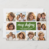 10 Fotocollage - Merry Christmas Retro Stripes Feestdagenkaart (Voorkant)