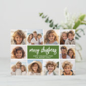 10 Fotocollage - Merry Christmas Retro Stripes Feestdagenkaart (Staand voorkant)