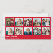 10 Fotocollage Minimale Kerstmis rood Feestdagenkaart (Voorkant)