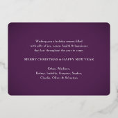 10 Fotocollage Paarse Wat een jaar! trendy script Folie Feestdagenkaart (Achterkant)