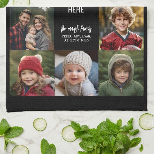 10 Fotocollage rand - Center witte tekstblokken Theedoek (Gevouwen)