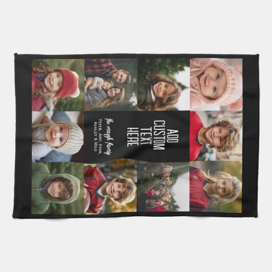 10 Fotocollage rand - Center witte tekstblokken Theedoek (Horizontaal)