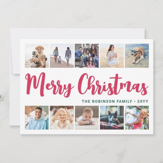 10 Fotocollage Script Merry Christmas Modern Feestdagenkaart (Voorkant)