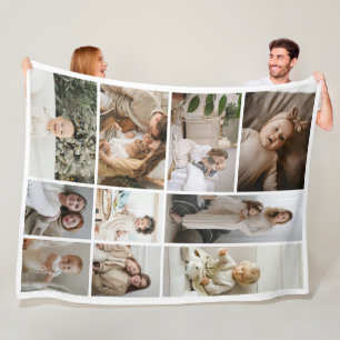 10 Fotocollage sjabloon gepersonaliseerd Fleece Deken