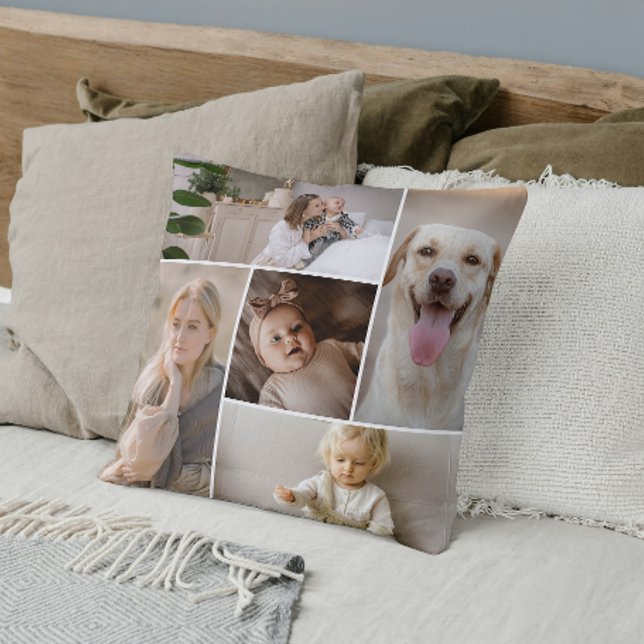 10 Fotocollage sjabloon gepersonaliseerd Kussen (10 Photo collage template personalized Throw Pillow by Ricaso. make your own, upload photographs
)