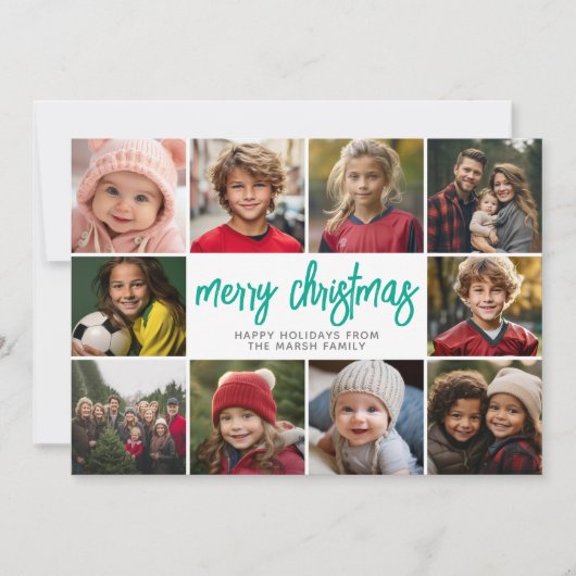 10 Fotocollage - Vrolijke kerstkleurblokken Feestdagenkaart (Voorkant)