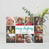 10 Fotocollage - Vrolijke kerstkleurblokken Feestdagenkaart (Staand voorkant)