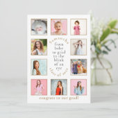 10 foto's Baby tot Afgestudeerde Naam Jaar Afstude Aankondiging (Staand voorkant)