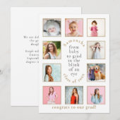 10 foto's Baby tot Afgestudeerde Naam Jaar Afstude Aankondiging (Voorkant / Achterkant)