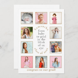 10 foto's Baby tot Afgestudeerde Naam Jaar Afstude Aankondiging