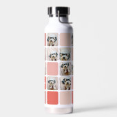 10 foto's collage moderne kubus - koraalroze bloze waterfles (Links)