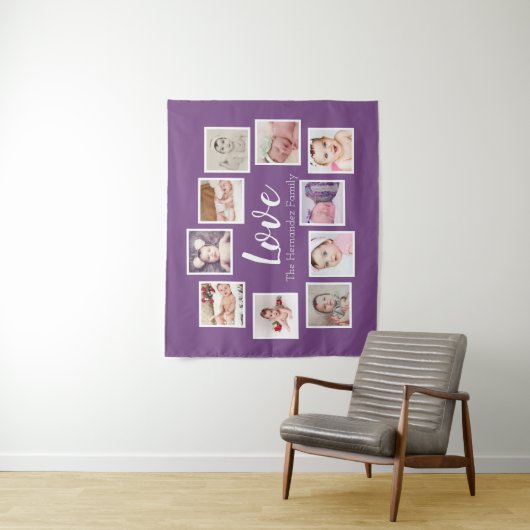 10 Fotosjabloon Collage Gepersonaliseerde Liefde Wandkleed (In situ)