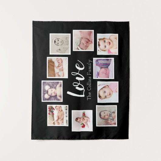 10 Fotosjabloon Fotocollage Gepersonaliseerde Lief Wandkleed (Voorkant)