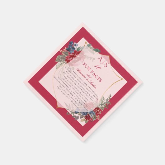 10 Fun Facts Passen getrouwd Couple Magenta Rozen  Servet (Hoek)