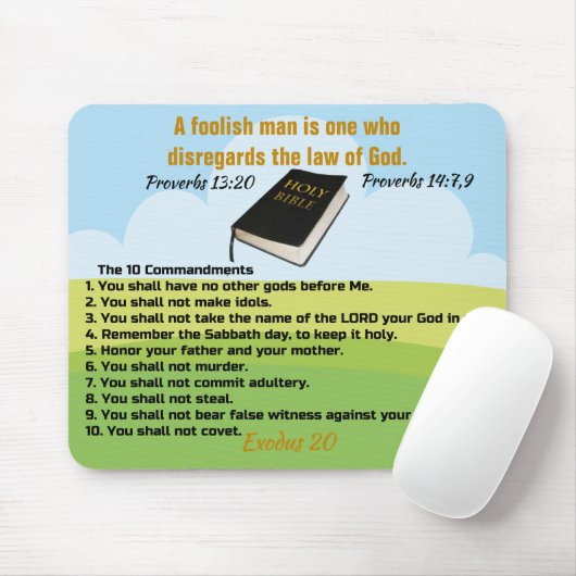 10 geboden Mousepad Muismat (Met muis)