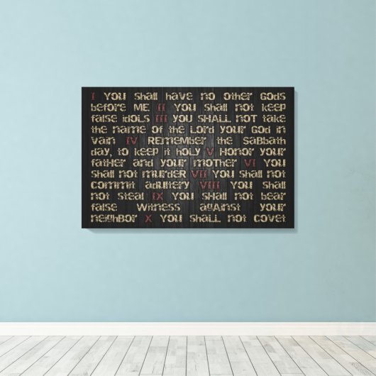 10 geboden op Dark Wood 30 x 20-inch canvas Wrap Afdruk (Insitu (Houten vloer))