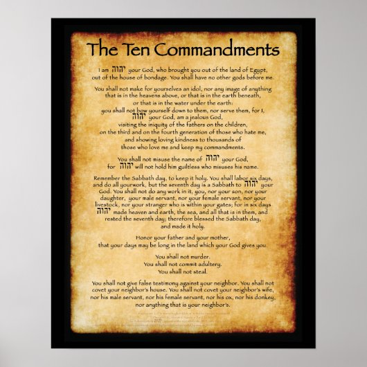10 Geboden Poster 16 x 20 (Voorkant)