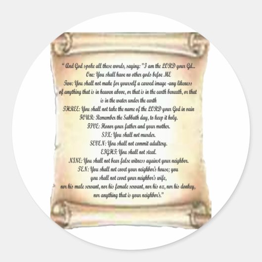 10 geboden ronde sticker (Voorkant)