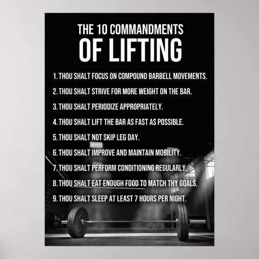 10 Geboden van liften - Motivatie Gym Poster (Voorkant)