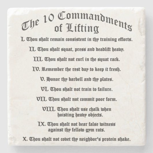 10 Geboden van liften Stenen Onderzetter (Voorkant)