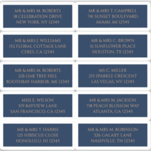 10 gepersonaliseerde adreslabels voor gasten Blauw Sticker