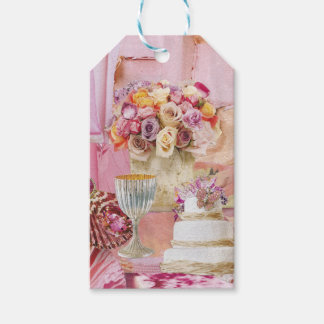 10 Gift Labels met Cake en Goblet op Roze Cadeaulabel