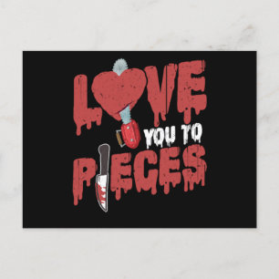 10.Grueselfilm Love You To Pieces Kettingzaag Uitnodiging Briefkaart