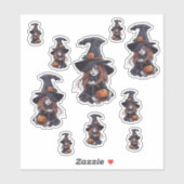 10 Halloween-Hexe mit Kürbis -  Sticker (Vel)