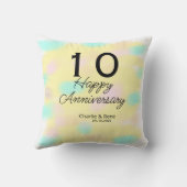 10 huwelijksjubileum geel pastel naam retro bo kussen (Achterkant)