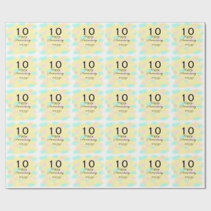 10 huwelijksjubileum gele pastel naam retro bo cadeaupapier