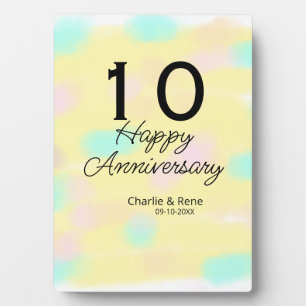 10 huwelijksverjaardag gele pastel naam retro bo fotoplaat