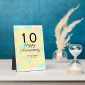 10 huwelijksverjaardag gele pastel naam retro bo fotoplaat (Zijkant)