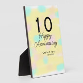 10 huwelijksverjaardag gele pastel naam retro bo fotoplaat (Zijkant)