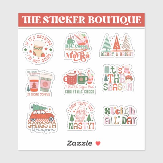 10 in een feestelijke kerstpakket - vrolijk sticker (Vel)