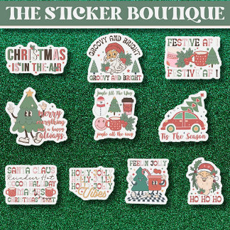 10 in een Schattige feestelijk groovy kerst Collec Sticker