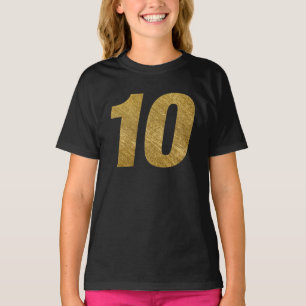 #10 in Faux Gold 10th BIRTHDAY T-shirt