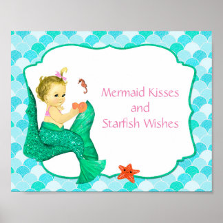 10-inch x 8-inch Mermaid Baby Party Sign. Poster