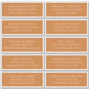 10 individuele gast naam adres Champagne Goud Sticker