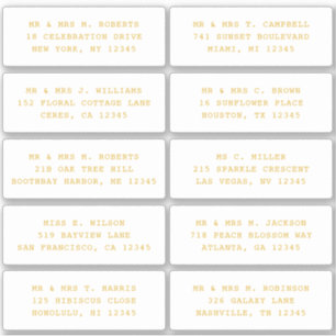 10 Individuele gast Naam Adres Feestje Bruiloft Sticker