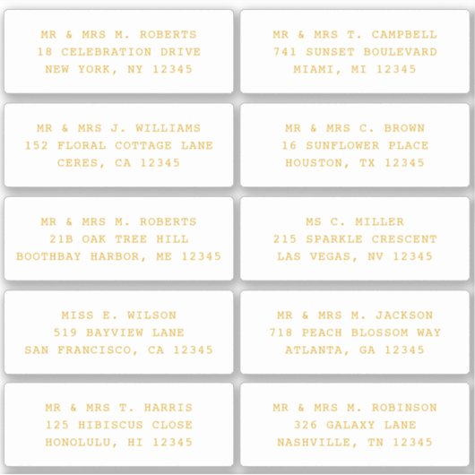 10 Individuele gast Naam Adres Feestje Bruiloft Sticker (Voorkant)
