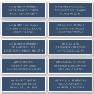 10 Individuele Gast Naam Adres Mystiek Blauw Sticker