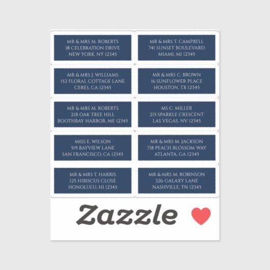 10 Individuele Gast Naam Adres Mystiek Blauw Sticker (Vel)