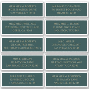 10 Individuele Gast Naam Adres Mystiek Groen Sticker